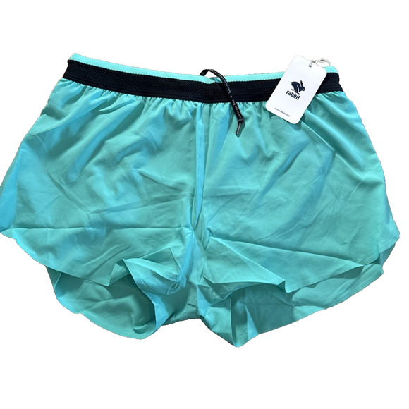Rabbit Running Shorts Mens Blue Mint Leaf Shorteez 2" Lightweight Lined Pocket L - Picture 2 of 6